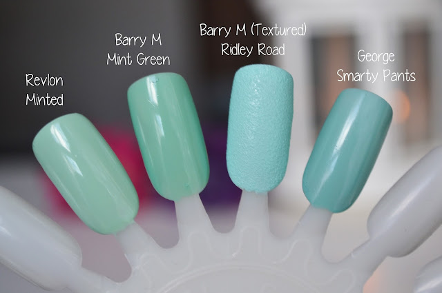 photo of mint nail varnish swatches