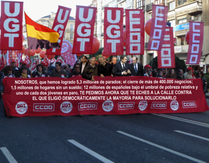 RubalcabaUGT y PSOE azuzan a la gente contra el PP por la ruina laboral y financiera que ellos dejaron
