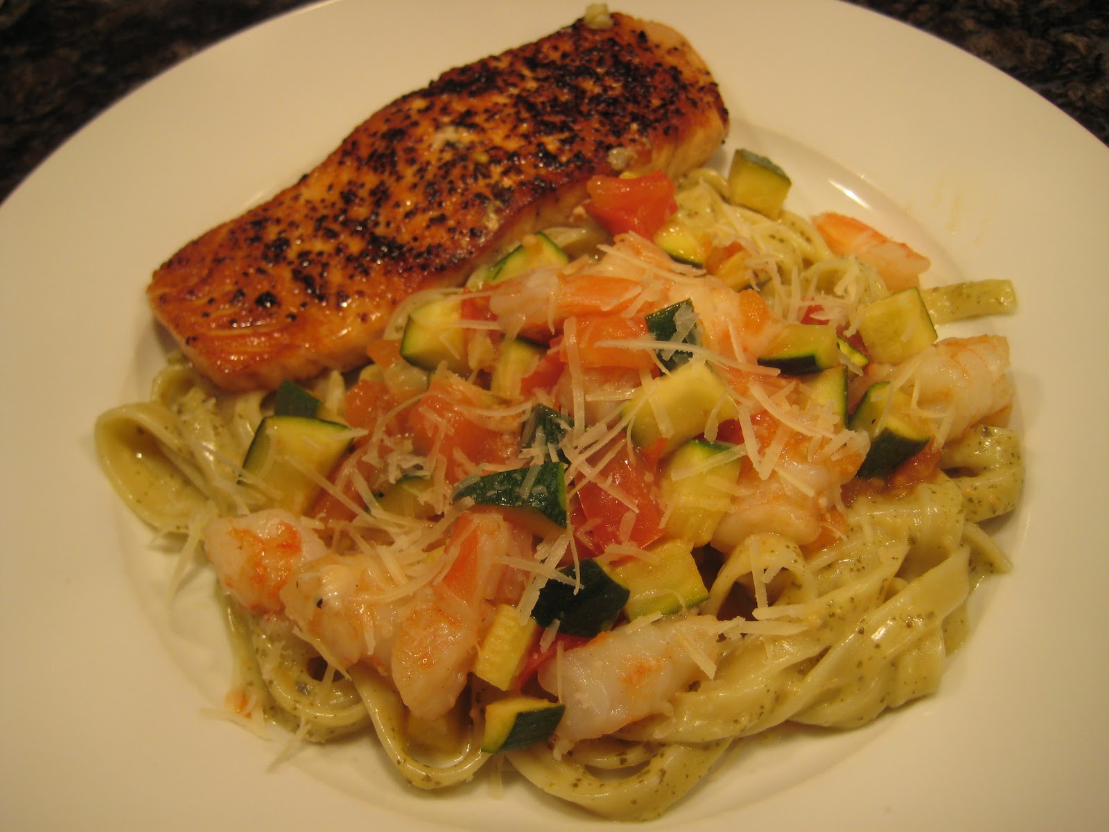 Dinner with the Welches Shrimp Alfredo Pesto Pasta