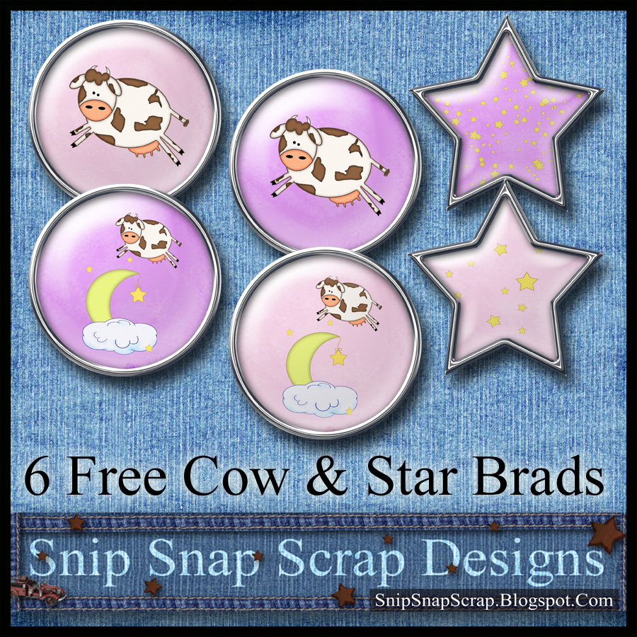 Snip Snap Scrap Free Pink & Purple Cow Jumped Over the Moon Digi