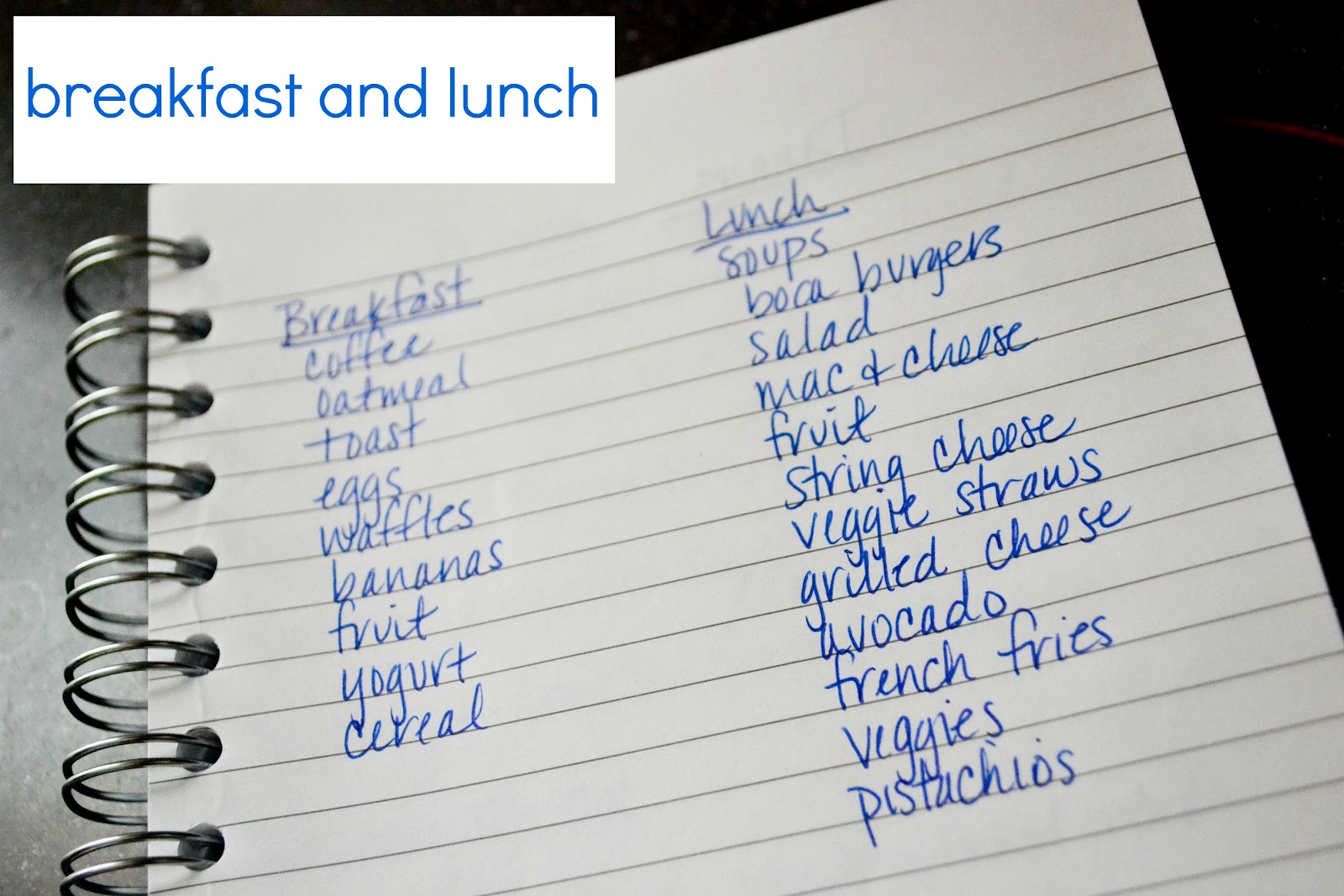 breakfast lunch and dinner meal plan for a week