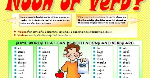 English stuff ESL: NOUN or VERB? (intermediate worksheet))