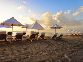 White umbrella beach Aston Tanjong Benoa Bali Island