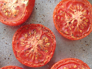 Roasted toms, hot out of the oven and onto toast toot sweet