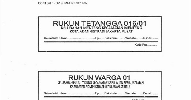 Cikopan86 Contoh Kop Surat Dan Stempel Rt Rw Yang Baru