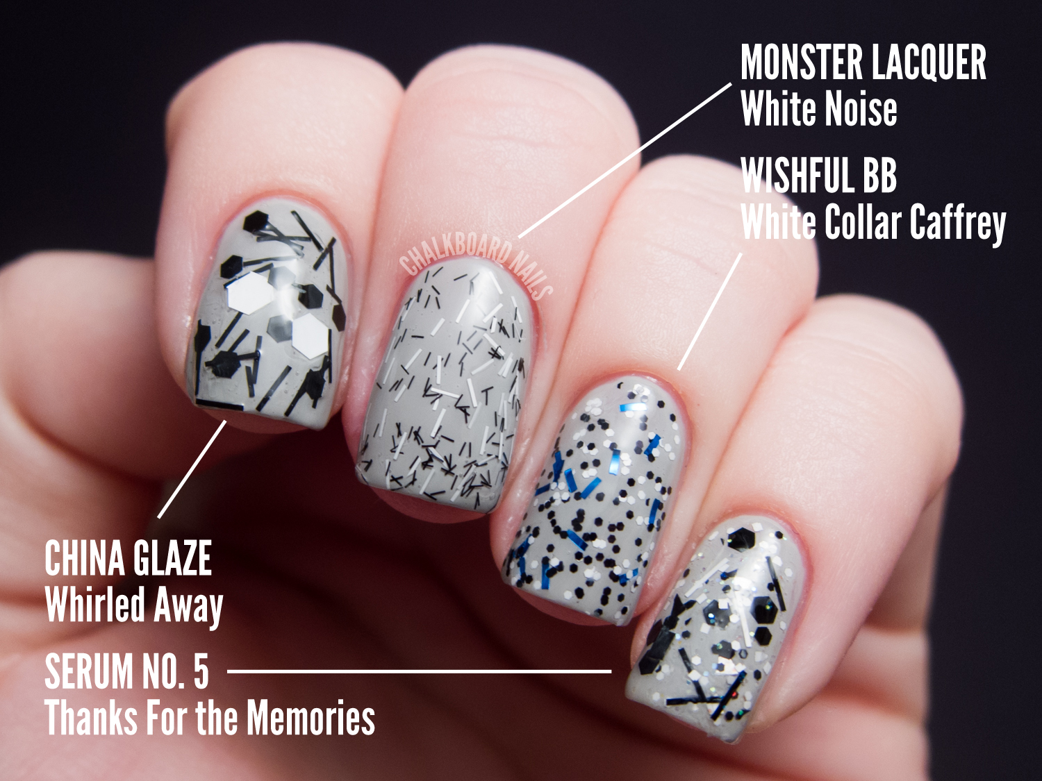 The Ultimate Black and White Glitter Comparison Post Chalkboard Nails