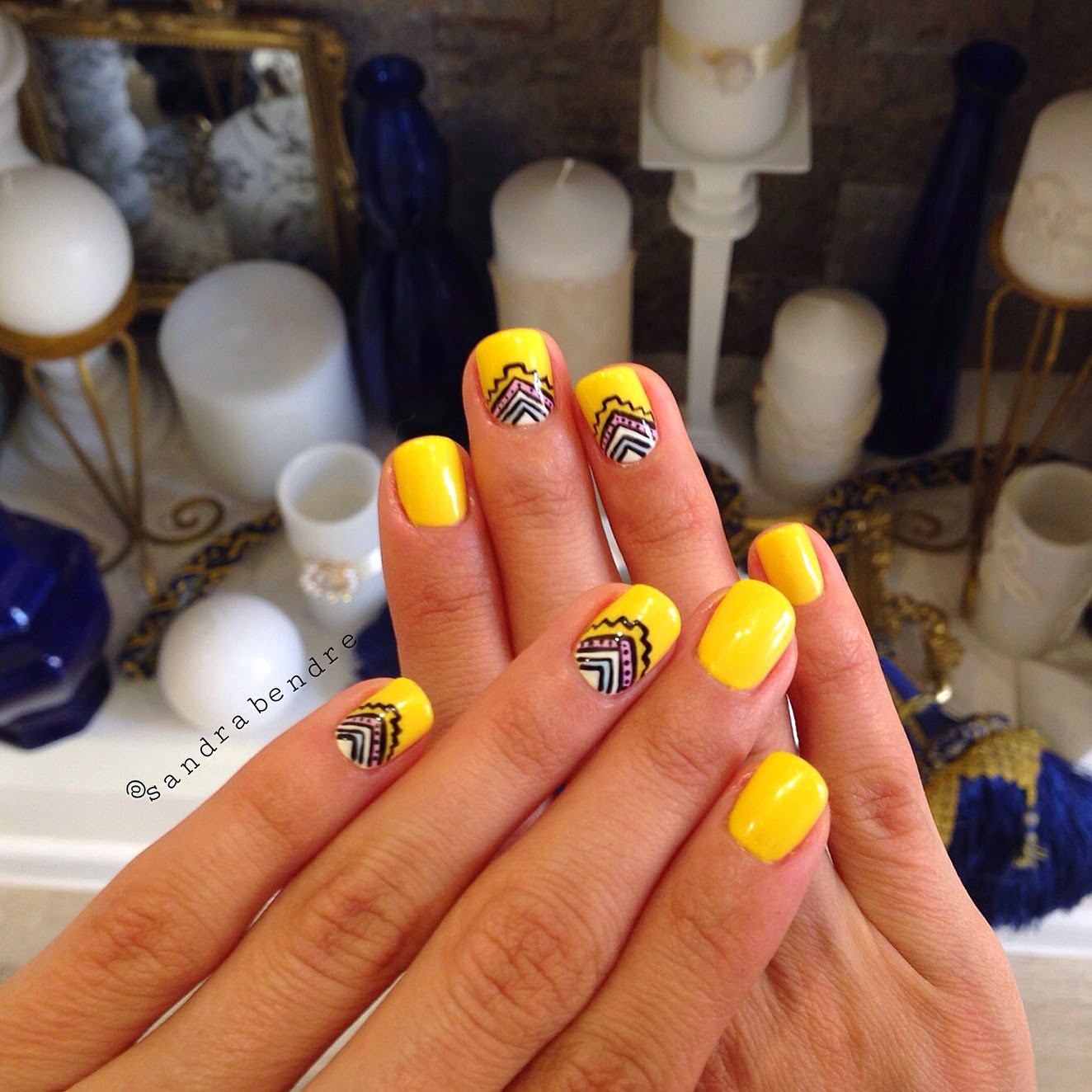 Yellow and summerish nails by Nail Art Studio by Lore Cluj Sandra Bendre