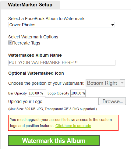 Watermark Setup for Facebook