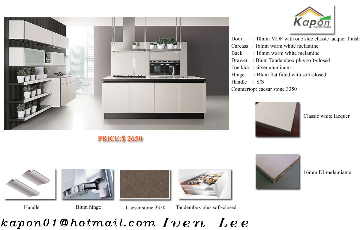 Aluminum kitchen cabinet doors Door : 18mm MDF with one side lacquer/2 pack paint finish