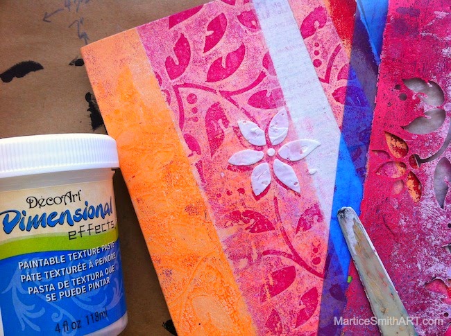 MarticeSmithART- Paper Collage & Stencil Card tutorial