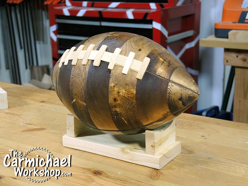 The Carmichael Wooden NFL Football made from a 2x4!