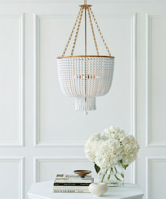 Interior Design : Jacqueline Chandelier with White Glass Beads, Antique Brass on Cool Chic Style Fashion