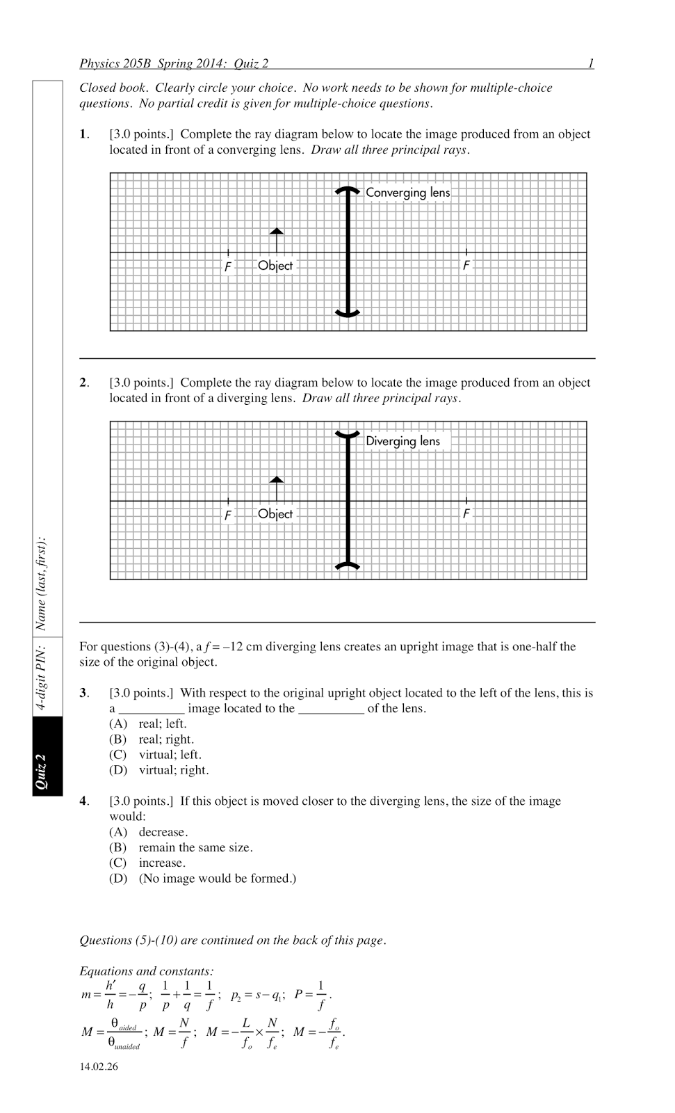 Pdog's blog boring but important Physics quiz archive lenses