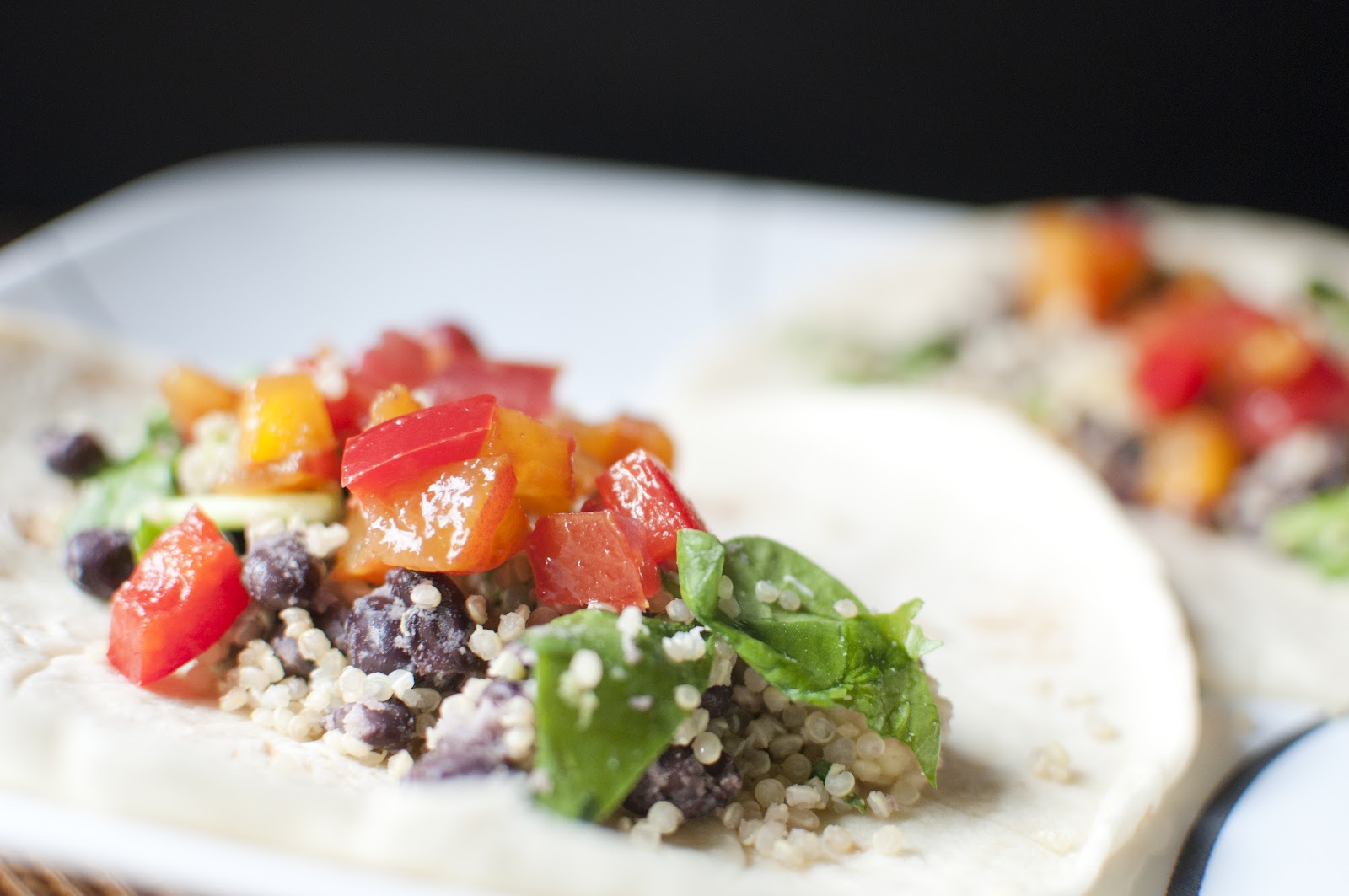 VeganFling Quinoa Salad Wraps with Peach Salsa