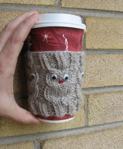 My Knitting Basket: Owl Coffee Cup Cozie pattern
