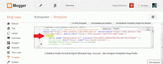 Cara Mendaftarakan Blog ke Bing dan Yahoo - Pastekan kode yang telah Anda copy tadi setelah/dibawah <head> (pada template blog Anda). (Gambar tidak terlihat? Klik kanan tulisan ini, lalu pilih Reload Image)