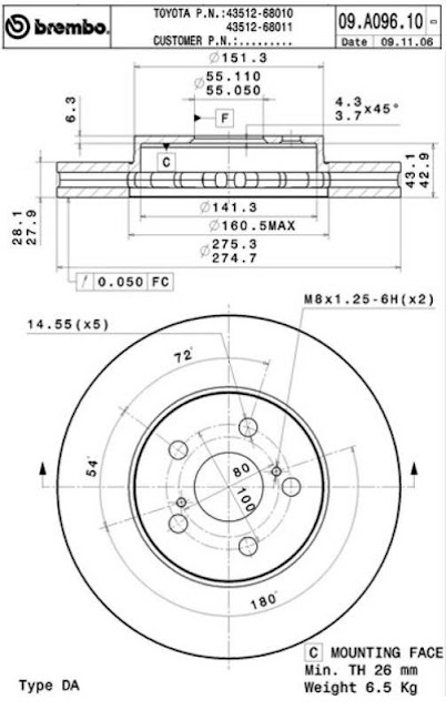 Brake Disc Toyota WISH  2.0 (09.A096.10)