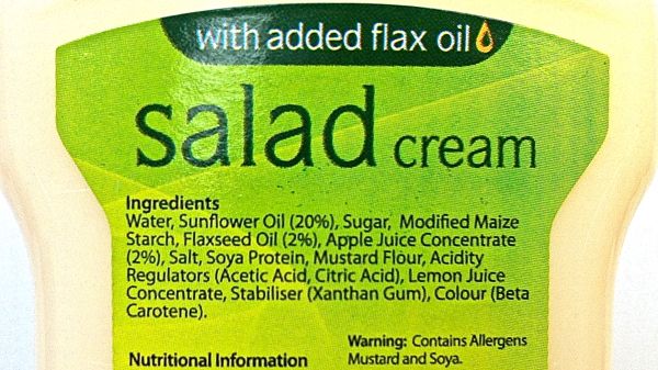 Granovita Vegan Salad Cream ingredients
