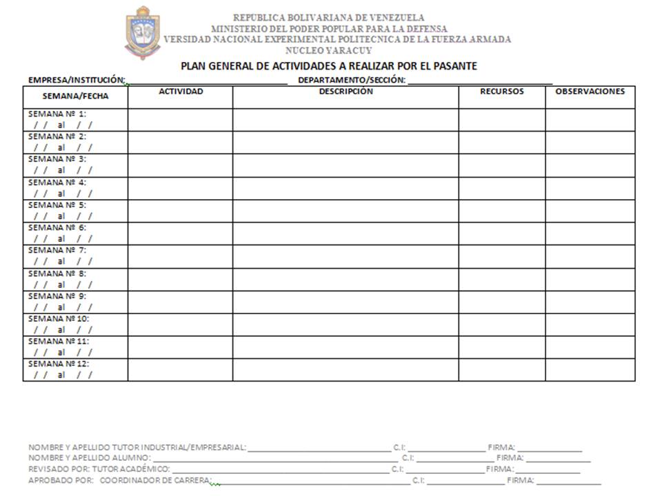 modelo del formato del plan general de actividades a realizar por el formatos de cronogramas de actividades