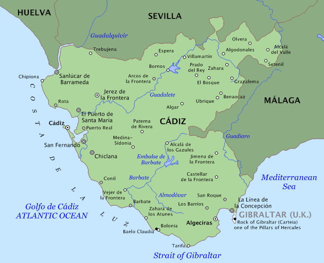 Kaart Cadiz Map Costa De La Luz Pictures
