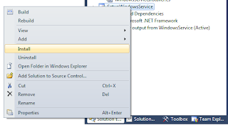Click Install on windows service setup project