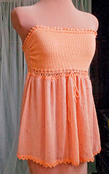 Tangerine Top-Knit Bodice, Crochet Trim, Fabric Skirt