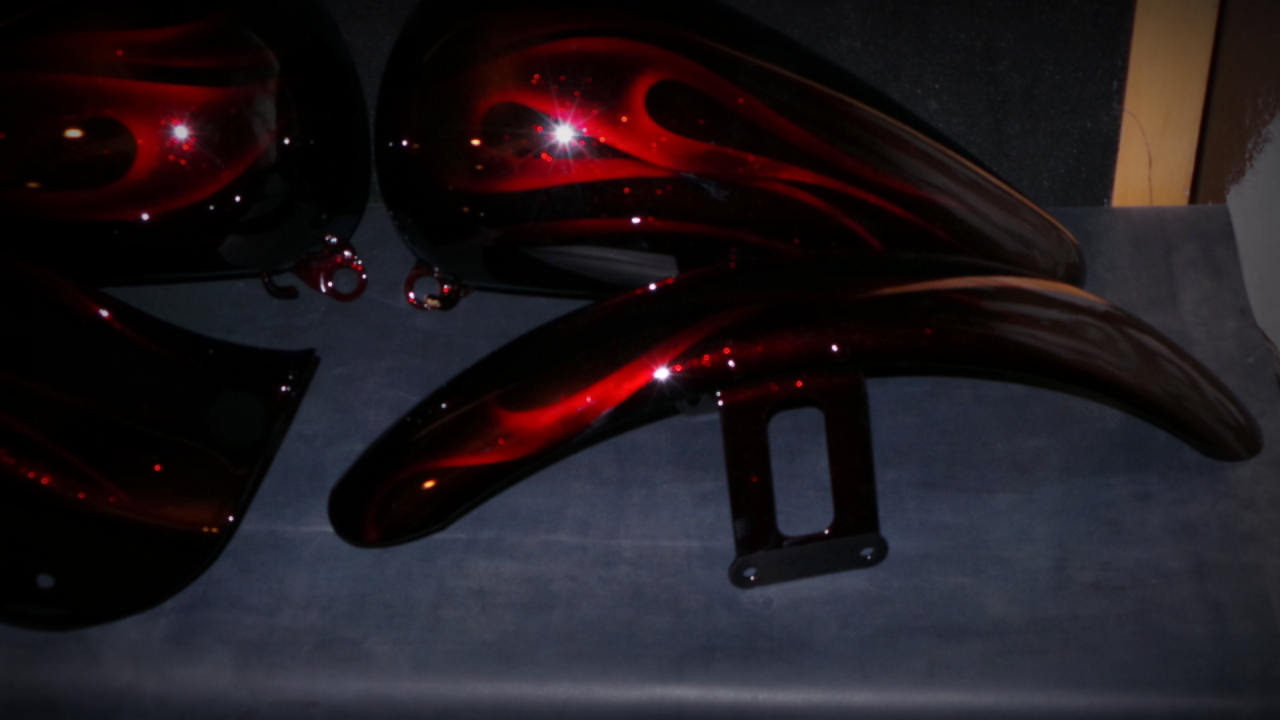 Online Motorcycle Paint Shop Metallic black base with brandywine candy