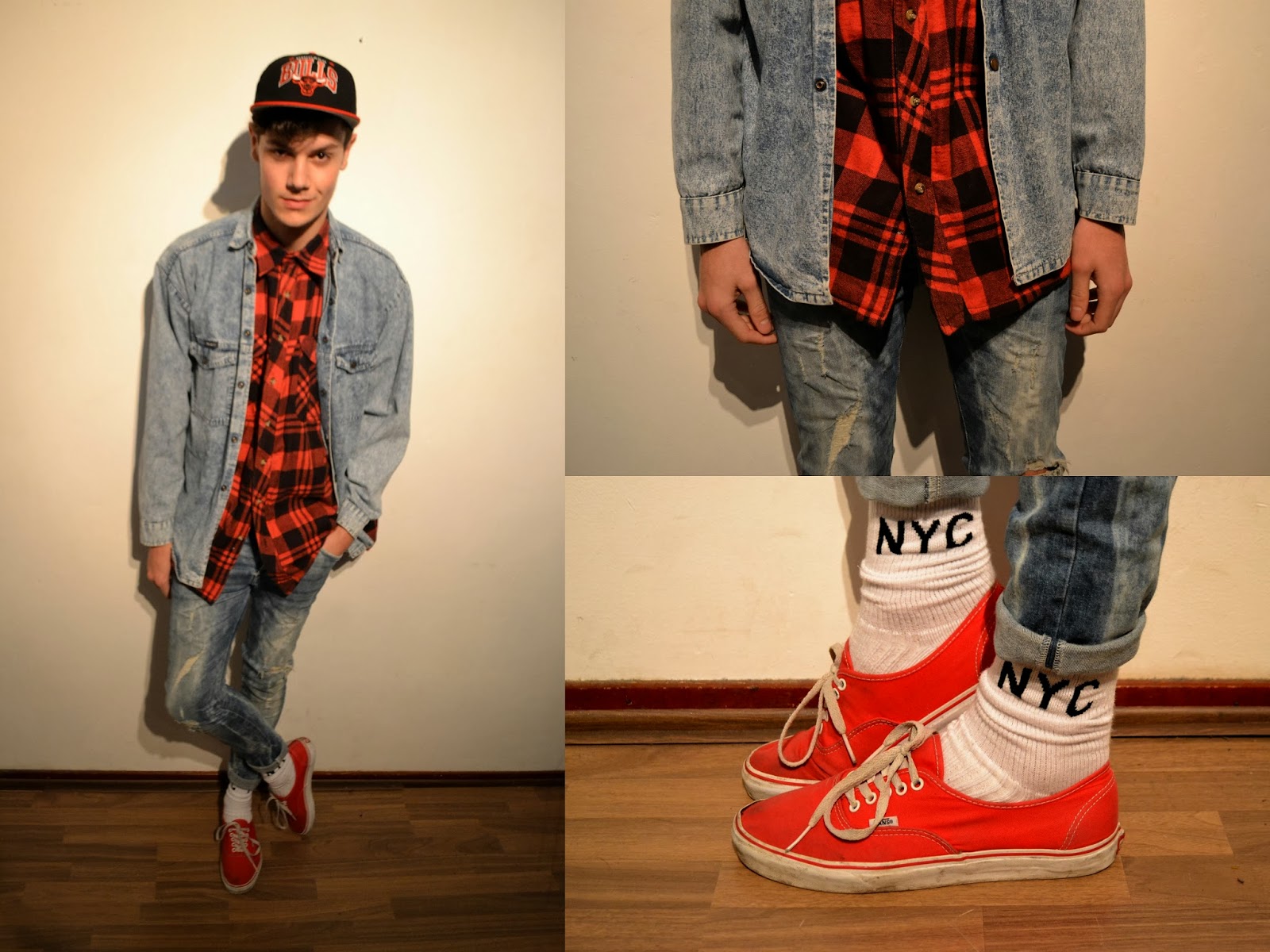 red vans checkered shirt