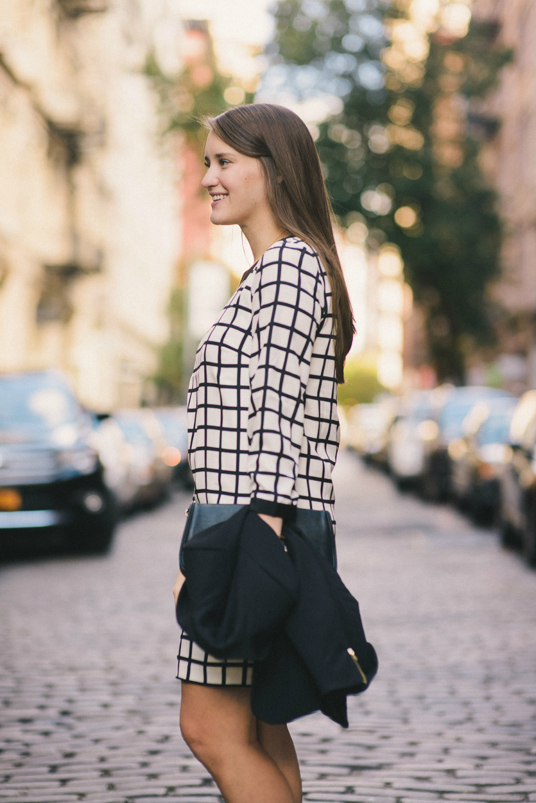 J. Crew Grid Shift Dress Black and Gold New York City Fashion and Lifestyle Blog Covering