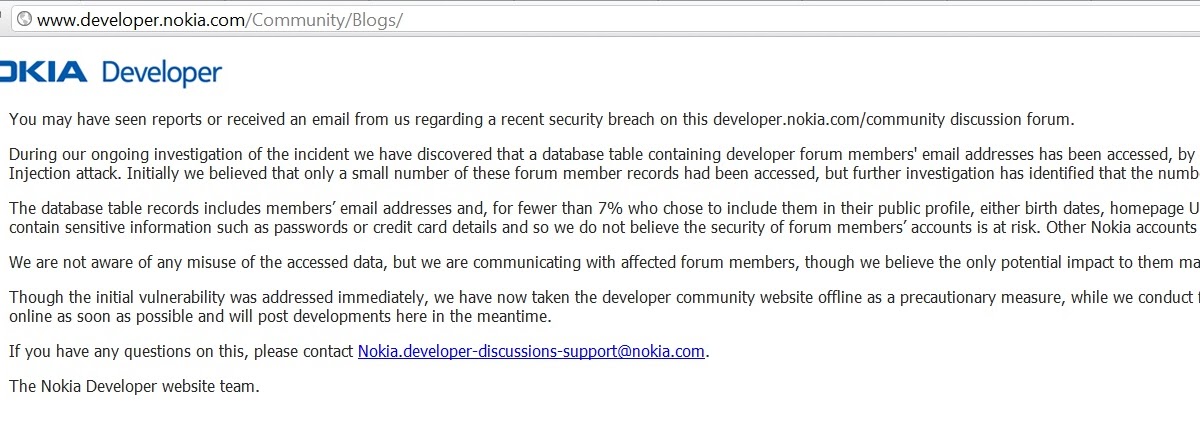 NEWS | NOKIA DEVELOPER SITE HACKED