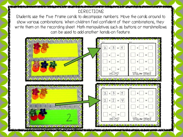 A Five Frame Math Freebie and a Fun Way to make Polka Dots! Love
