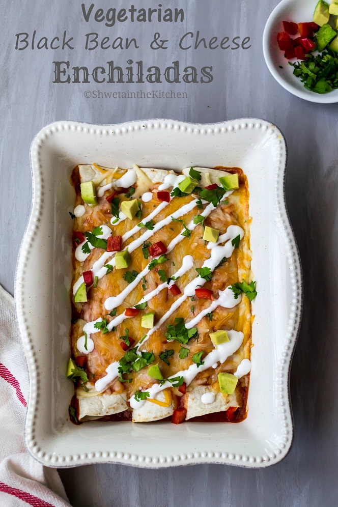 Shweta in the Kitchen Vegetarian Black Bean and Cheese Enchiladas