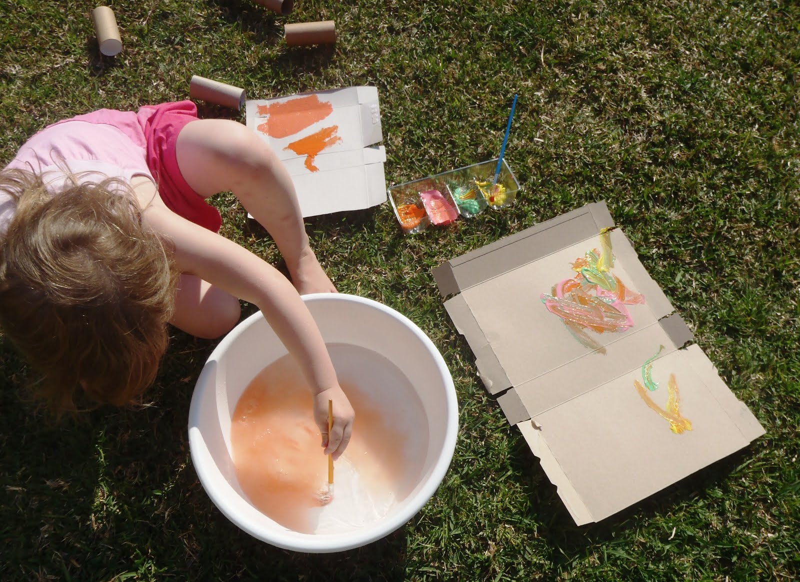 A Little Learning For Two Painting With Recyclables