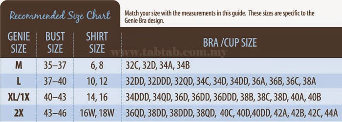 Genie Bra Size Chart