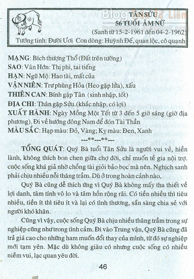 TỬ VI TUỔI TÂN SỬU 1961 NĂM 2016 Bính Thân NỮ MẠNG TỬ VI TUỔI TÂN SỬU 1961 NĂM 2016 Bính Tý NỮ MẠNG