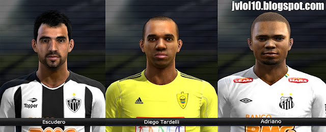 PES 2012: Damián Escudero, Diego Tardelli e Adriano Faces Face de Damián Escudero do Grêmio, talvez saindo para o Atlético Mineiro, Face de Diego Tardelli do Anzhi Makhachkala, talvez saindo para o futebol brasileiro e Face de Adriano do Santos para PES 2012 Download, Baixar Faces de Damián Escudero, Diego Tardelli e Adriano para PES 2012