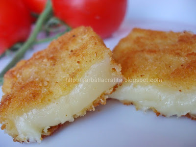 Doua bucati de cascaval pane cu rosii (imaginea retetei)