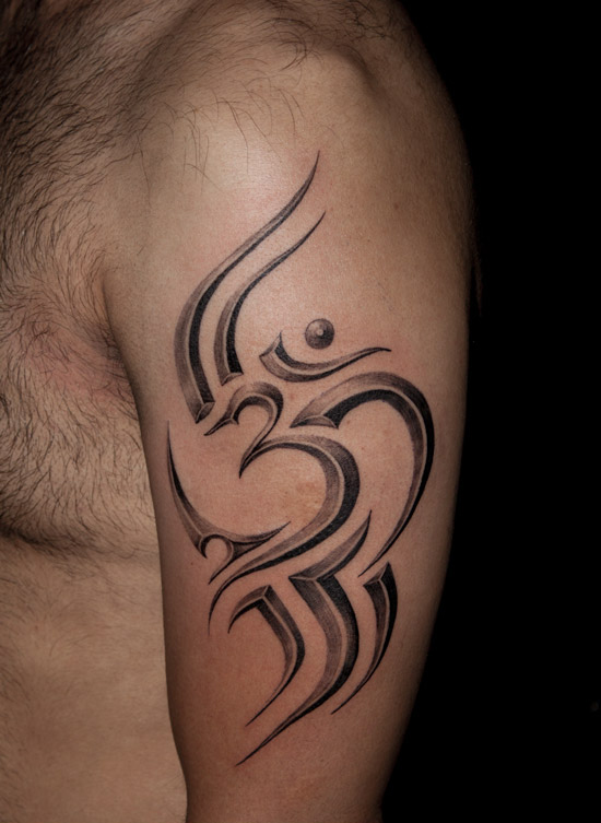 Tattoos Designs, Pictures And Ideas: Tribal OM Tattoo On Bicep