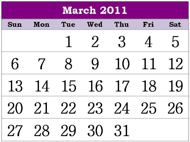 2011 calendar template march. MARCH 2011 CALENDAR TEMPLATE