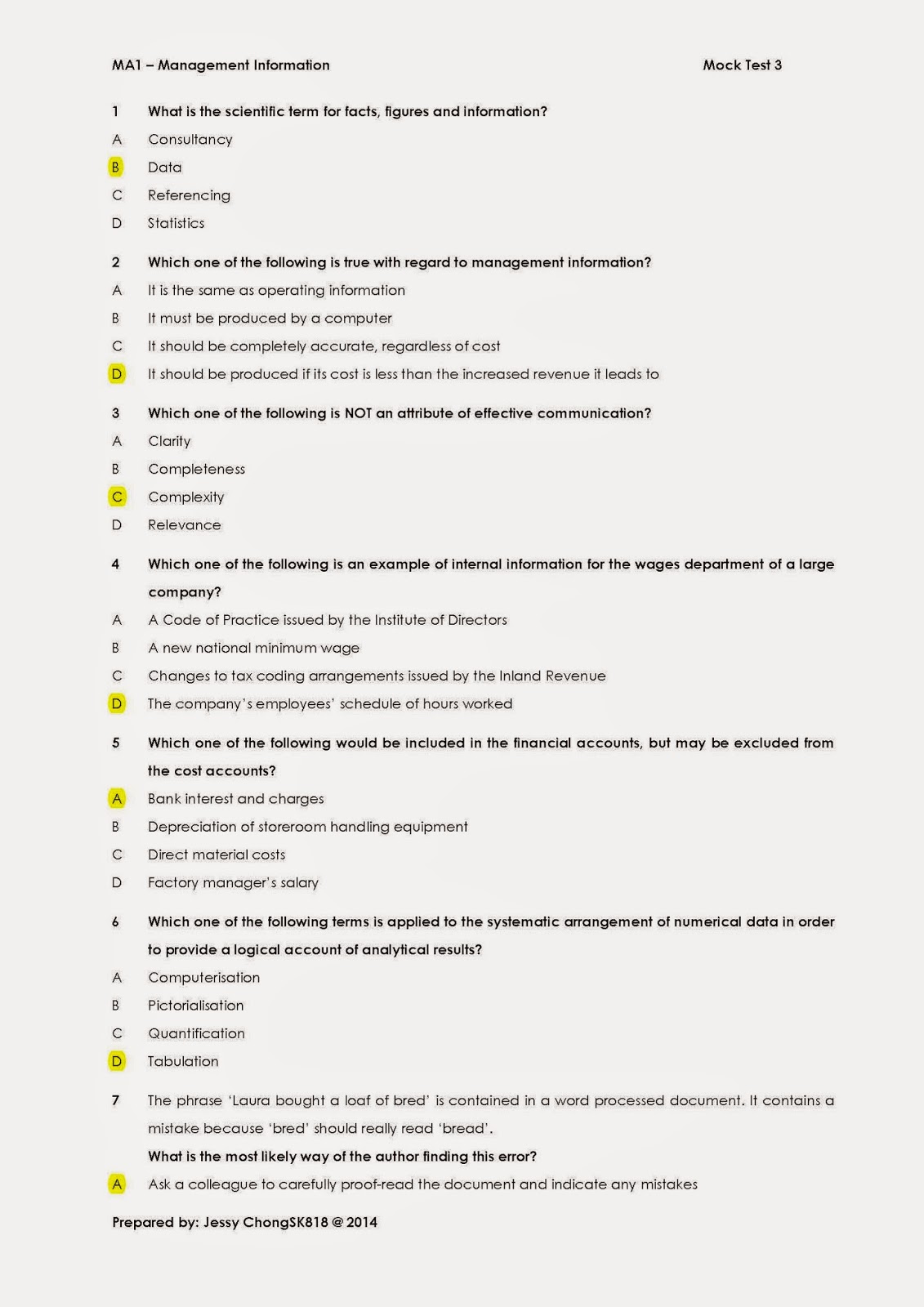 Jessy Chong (JC) MA1 Mock Test 3 (Answers)