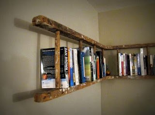recycling ladder DIY bookshelf