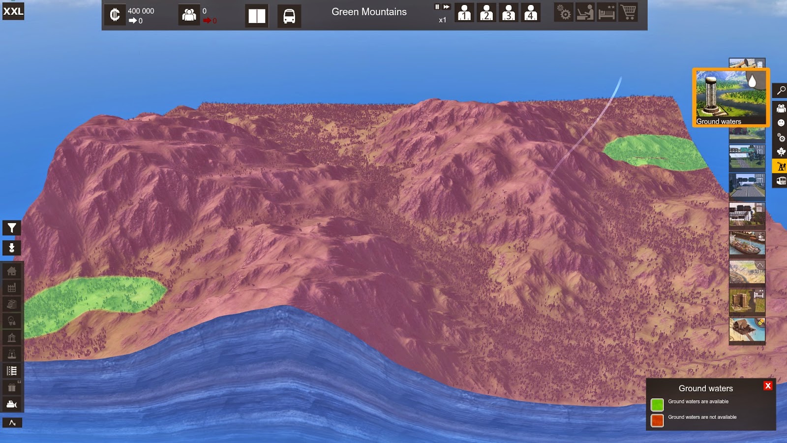 The CitiesXXL Planning Guide Map Green Mountains