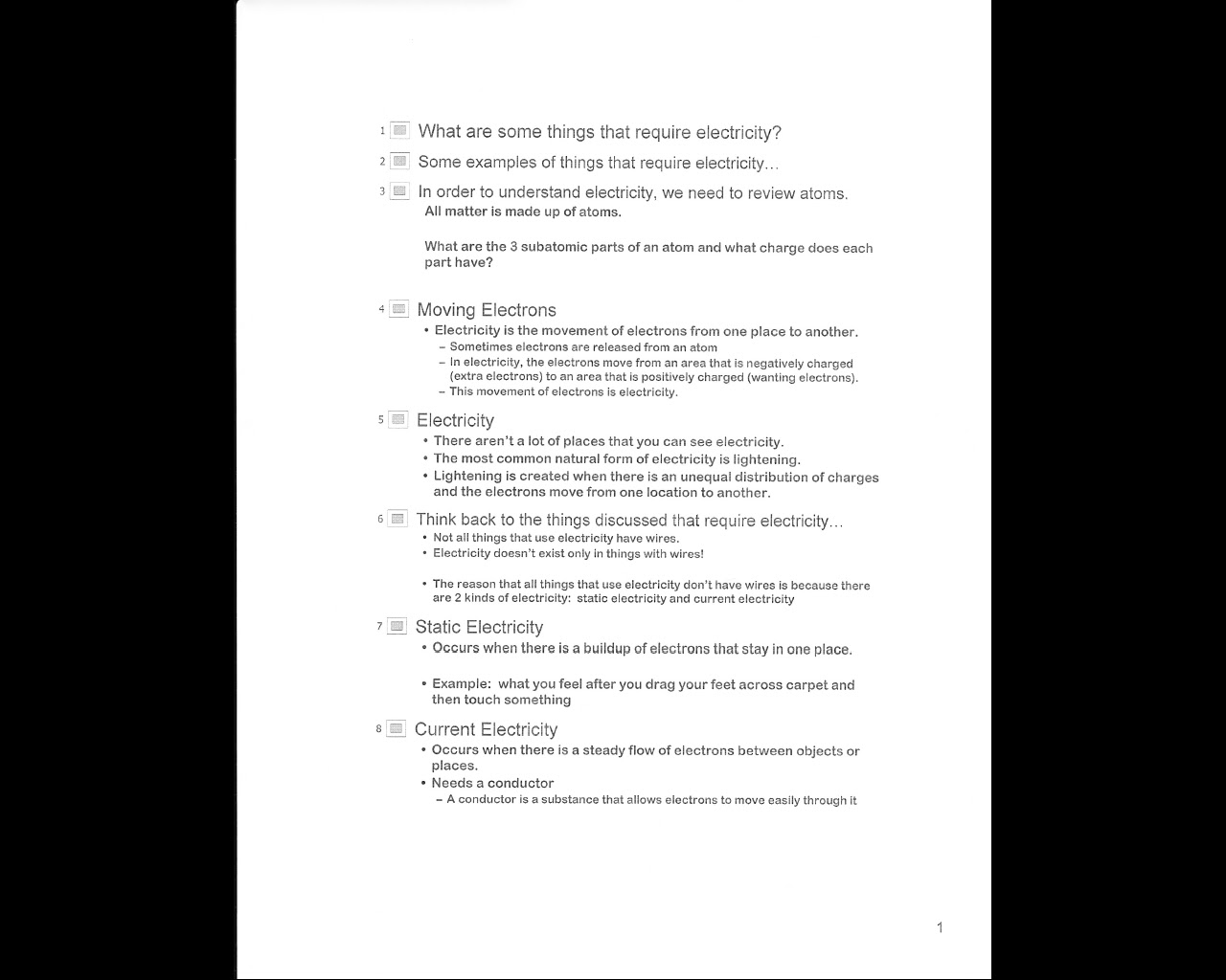 Electricity Guided Notes