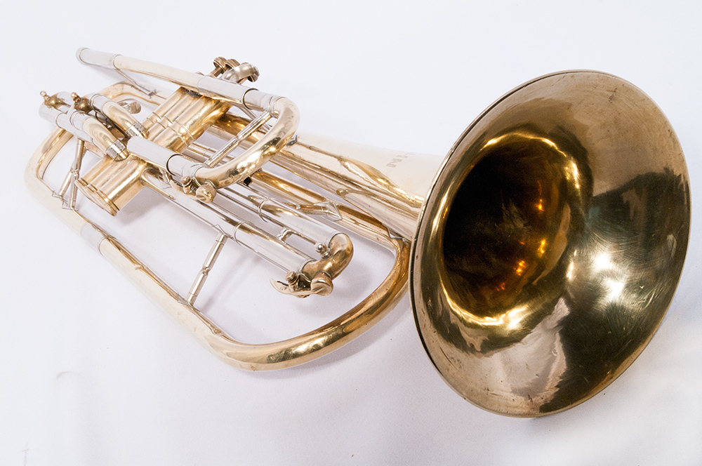 Big Bass Trumpet in Bb by Josef Lidl, 3V, raw brass