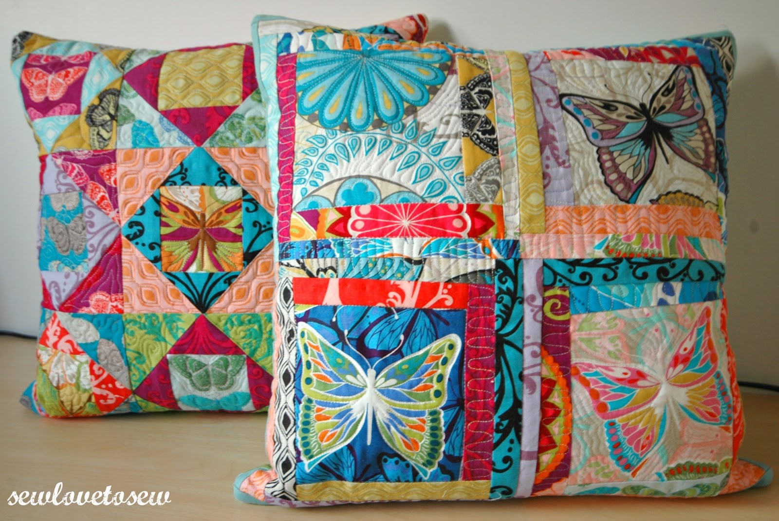 sewlovetosew Butterfly cushion two completed.