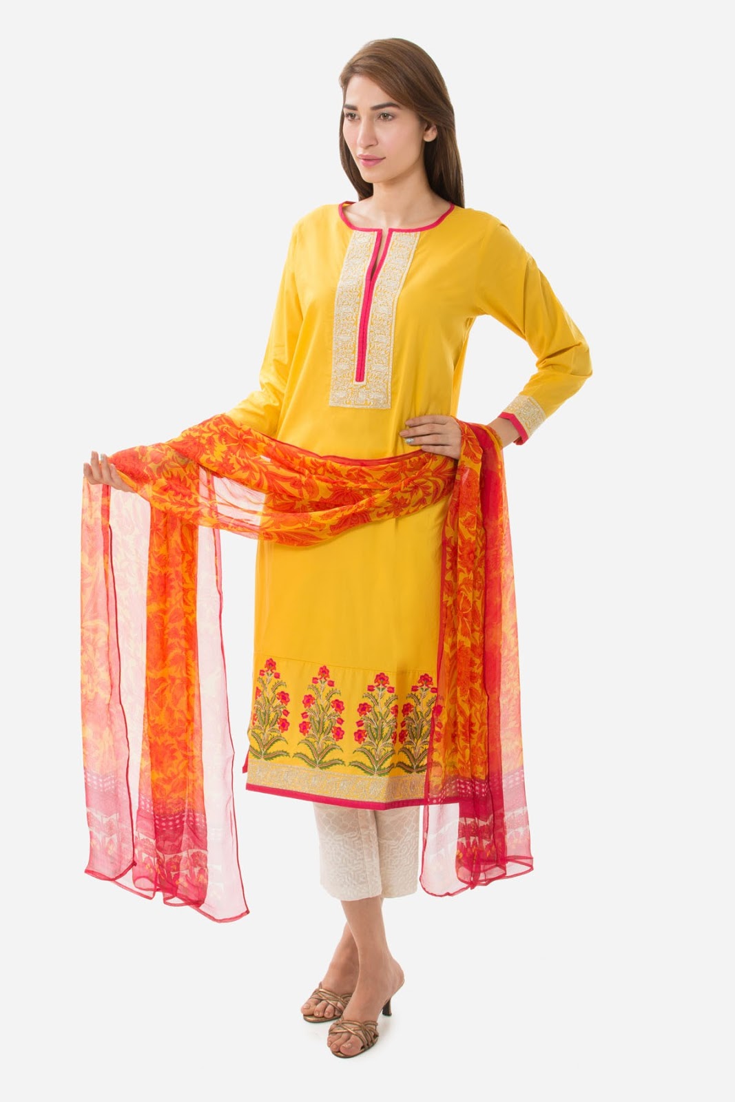 Khaadi Eastern Pret Collection 2015 Embroidered Kurta WKDE15013YELLOW