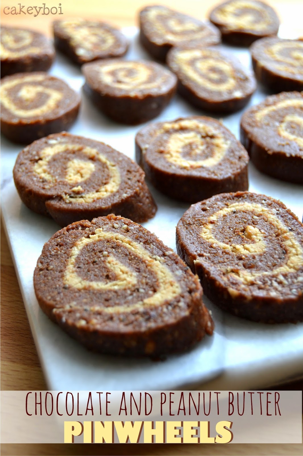 Cakeyboi NoBake Chocolate and Peanut Butter Pinwheels