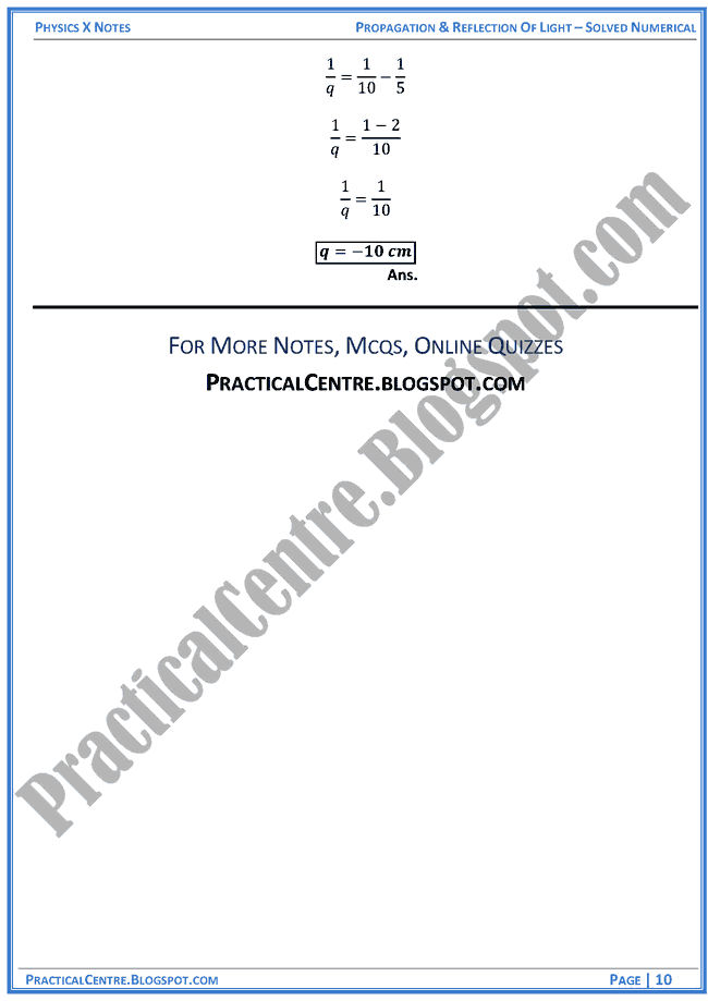 propagation-and-reflection-of-light-solved-numericals-example-and-problem-physics-x