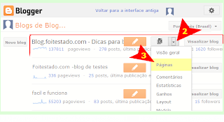 organizar menus de blogs do blogger com interface atualizada