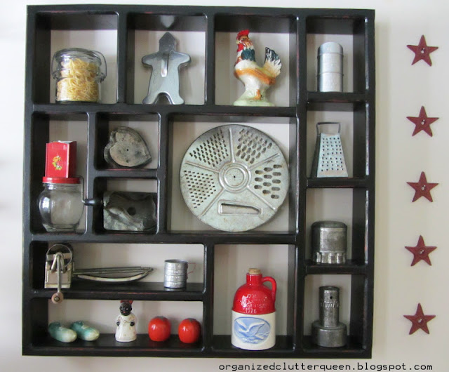 Red Kitchen Shadow Box Painted Black Organized Clutter